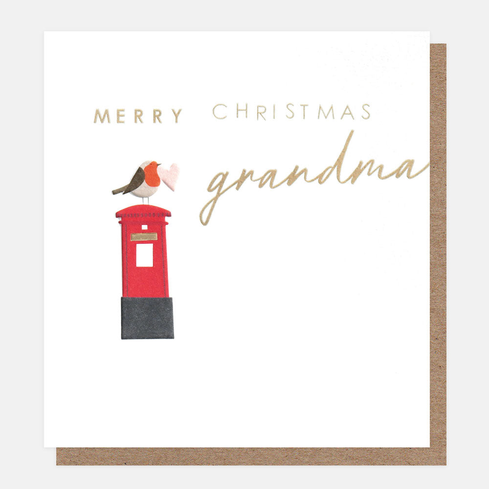 Merry Christmas Grandma Robin On Post Box Card