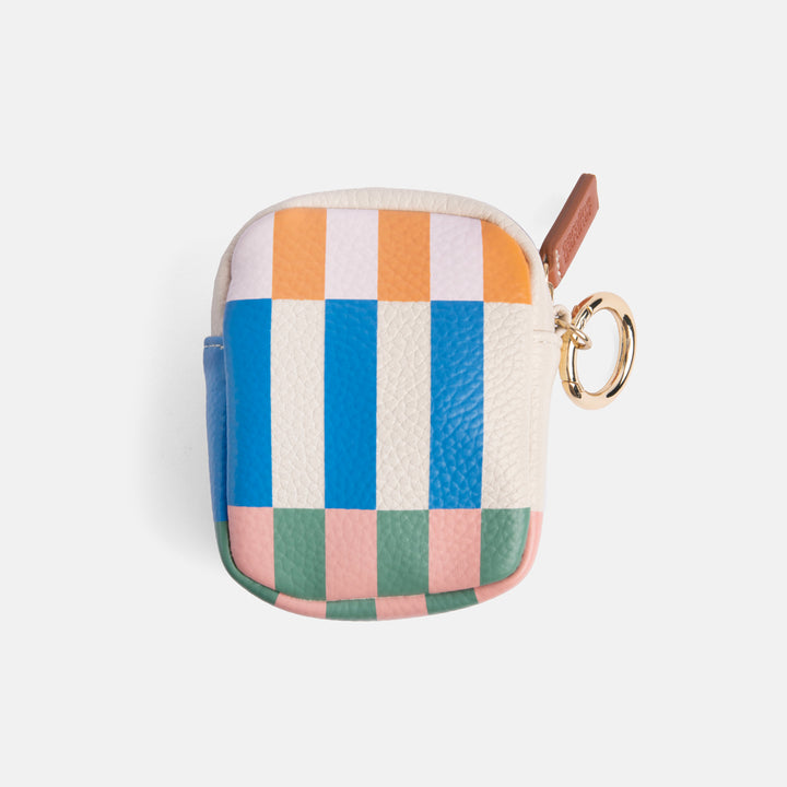 multi coloured stripes print leather look treat holder