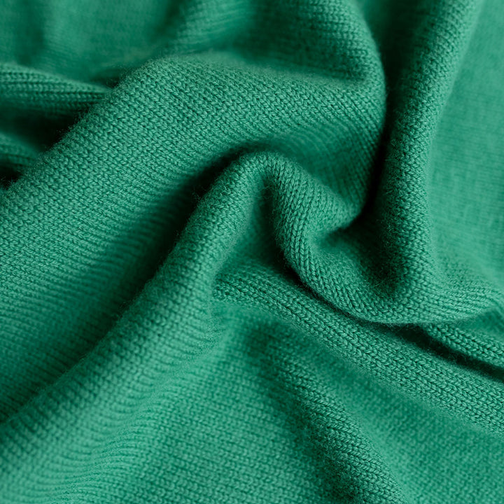 green pure merino wool triangular scarf, made by TBCO