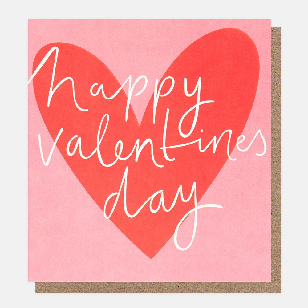 red love heart on pink background happy valentine's day card