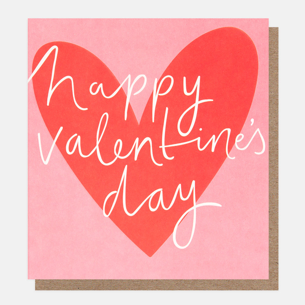 red love heart on pink background happy valentine's day card