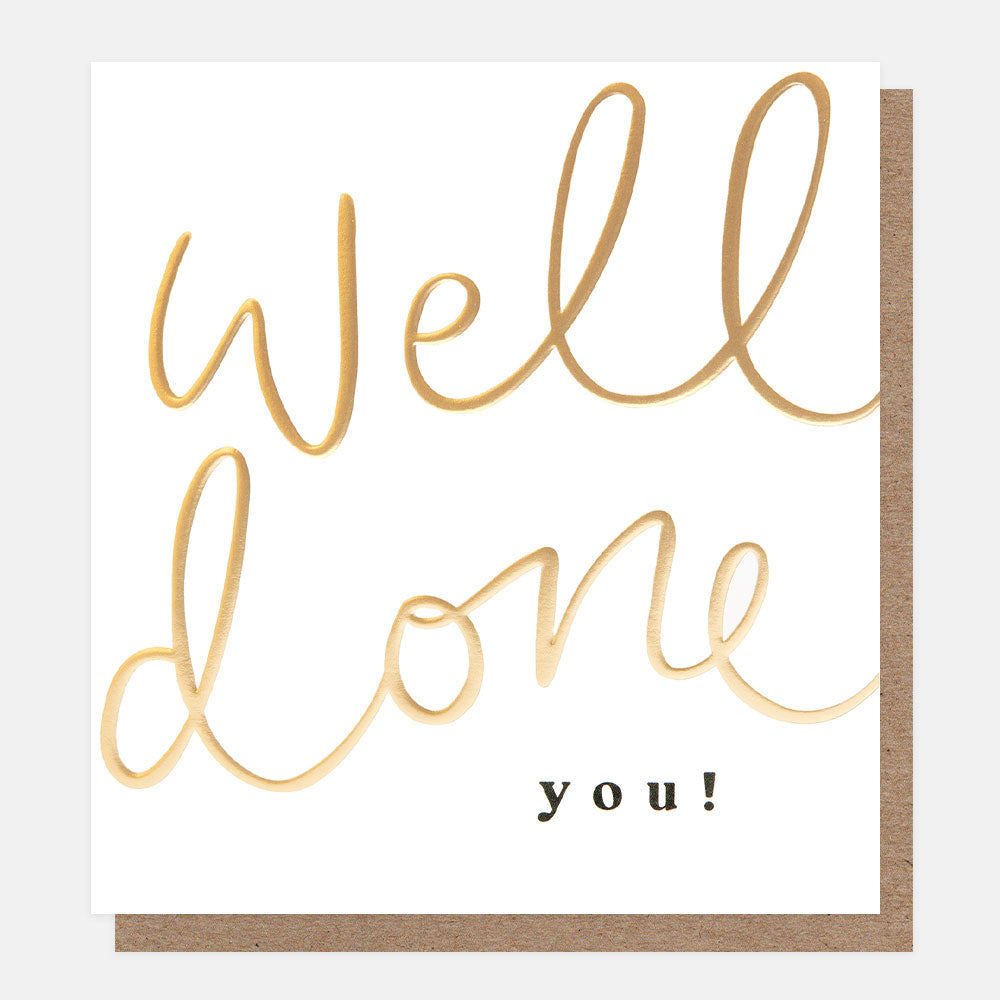 gold calligraphy well done you congratulations card 