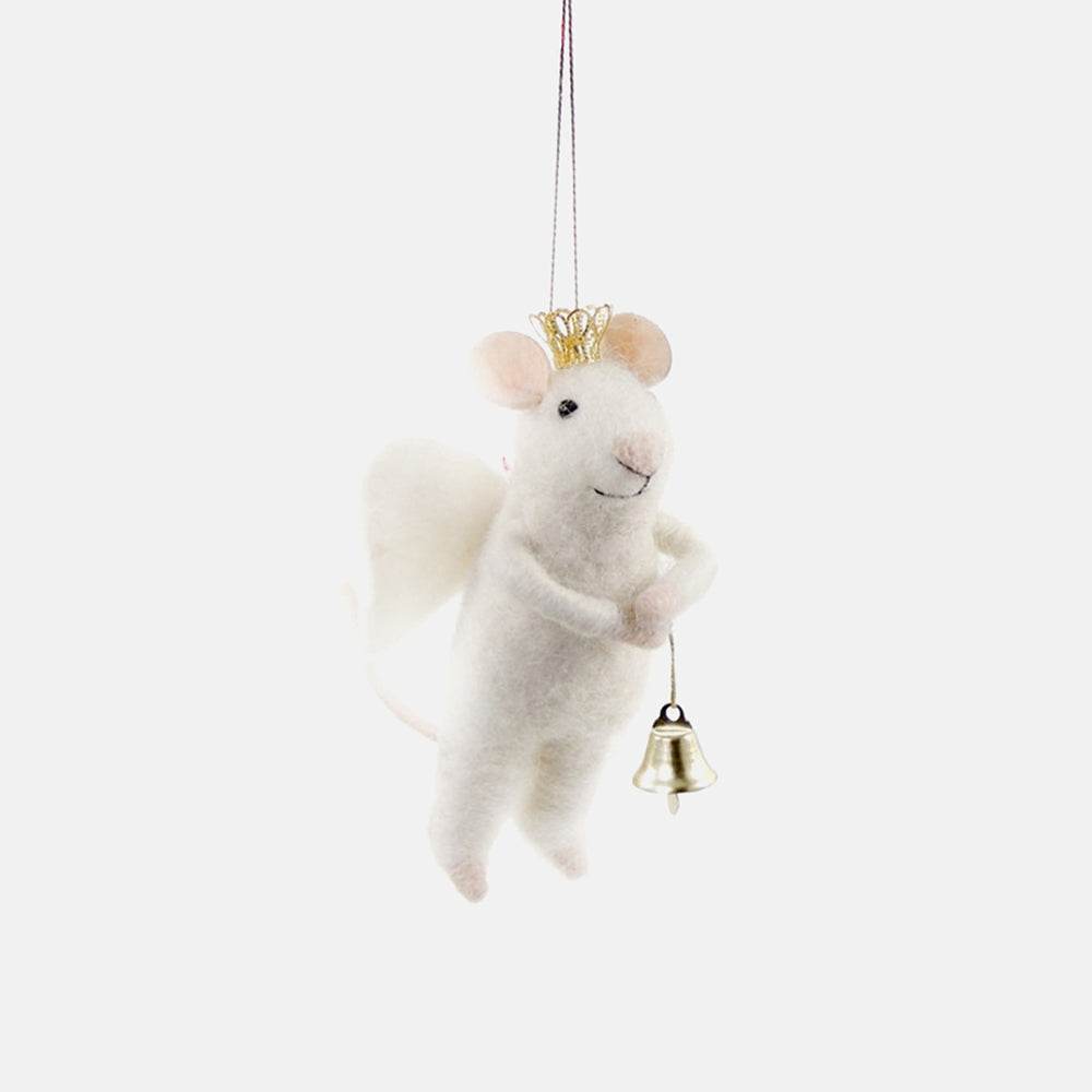 angel mouse with bell felt christmas tree decoration