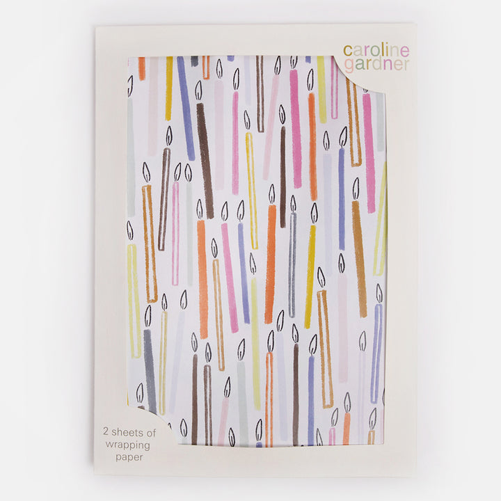 colourful candles wrapping paper set of 2 sheets