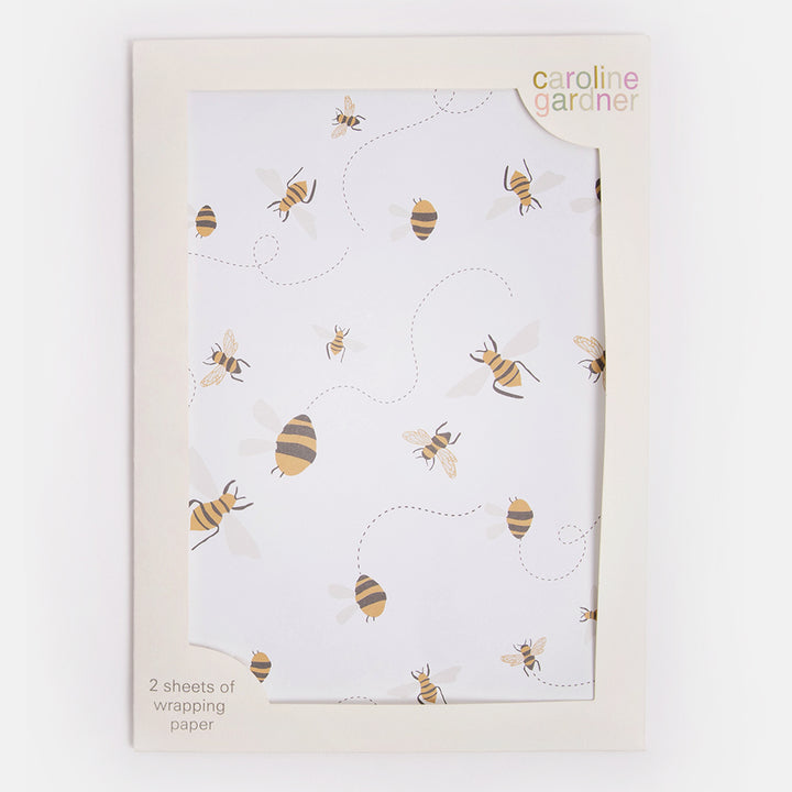 buzzing bees wrapping paper set of 2 sheets