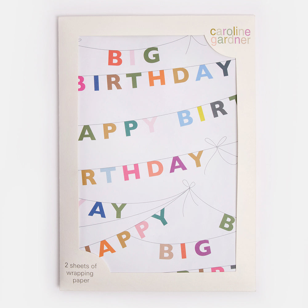 Birthday Bunting Wrapping Paper Set of 2 Sheets