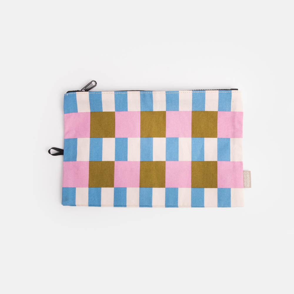 medium colourful block stripe cotton travel pouch