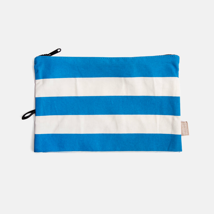 medium blue stripe travel pouch