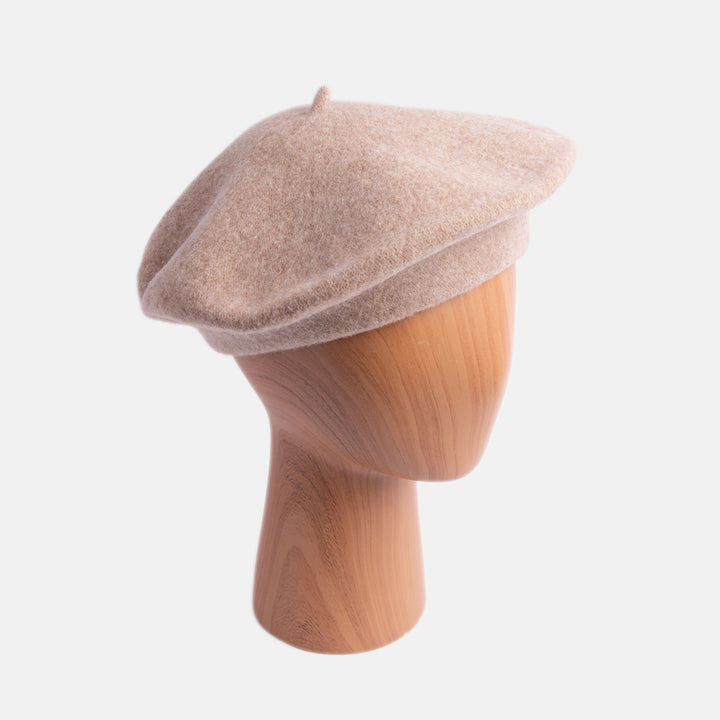 beige pure merino wool classic beret