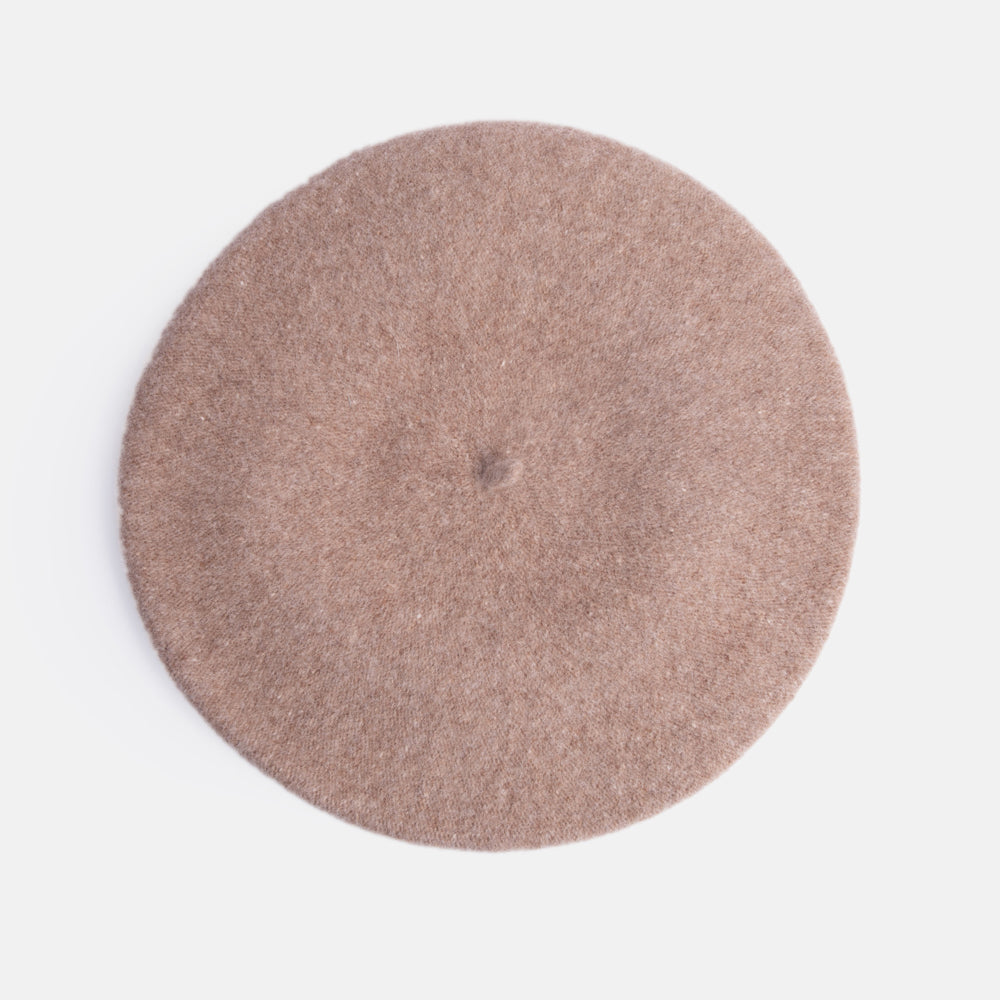 beige pure merino wool classic beret