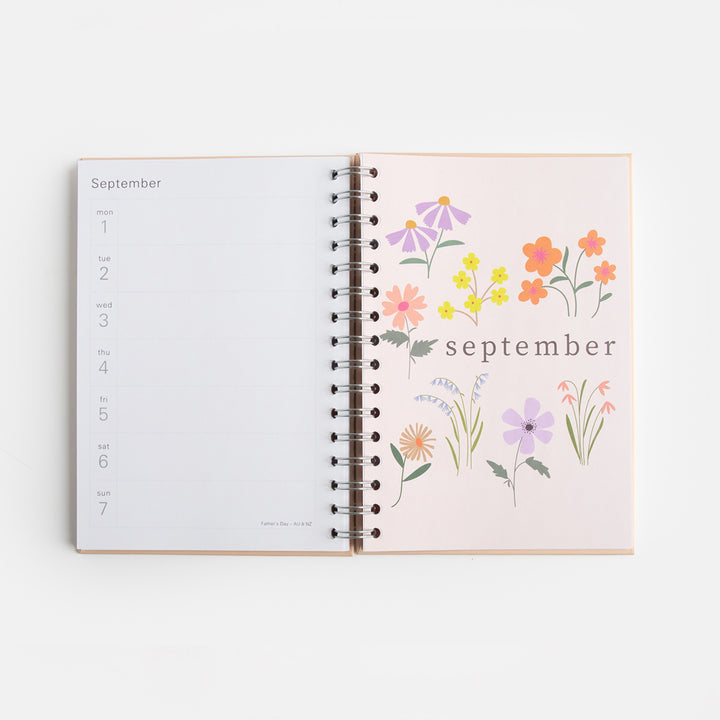 caroline gardner botanic blooms A5 wire bound hardcover 2025 diary