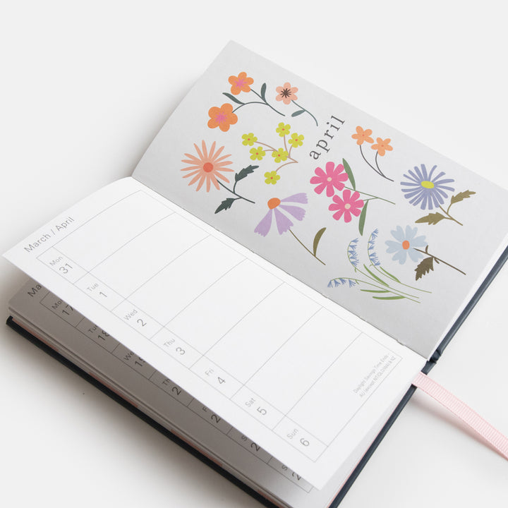 botanic blooms slim hardcover 2025 full year diary