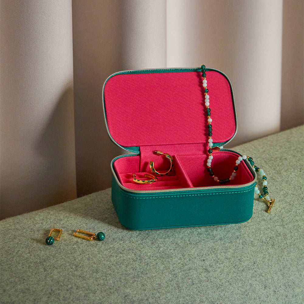 green mini jewellery storage box