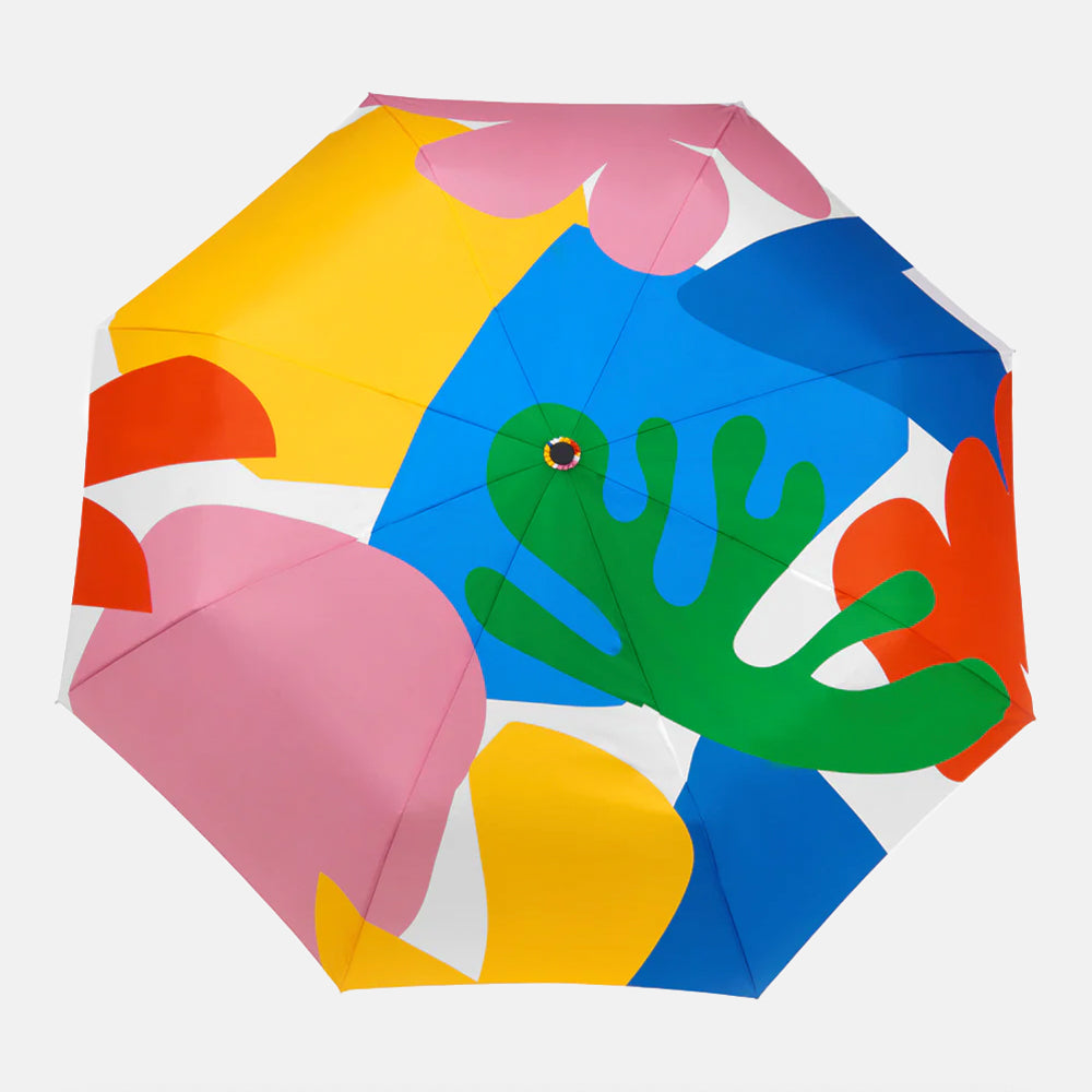Matisse multi coloured floral design handmade duckhead umbrella with wood duck head handle