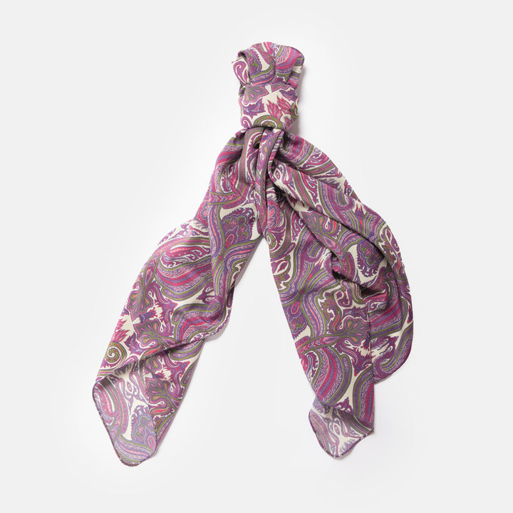 Purple Paisley Long Silk Scarf