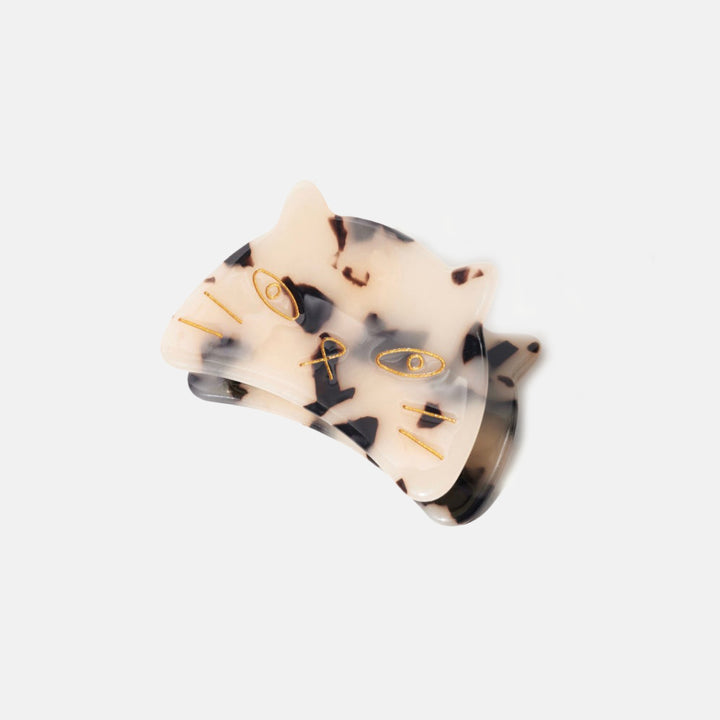 acetate cat hair claw in off white and black