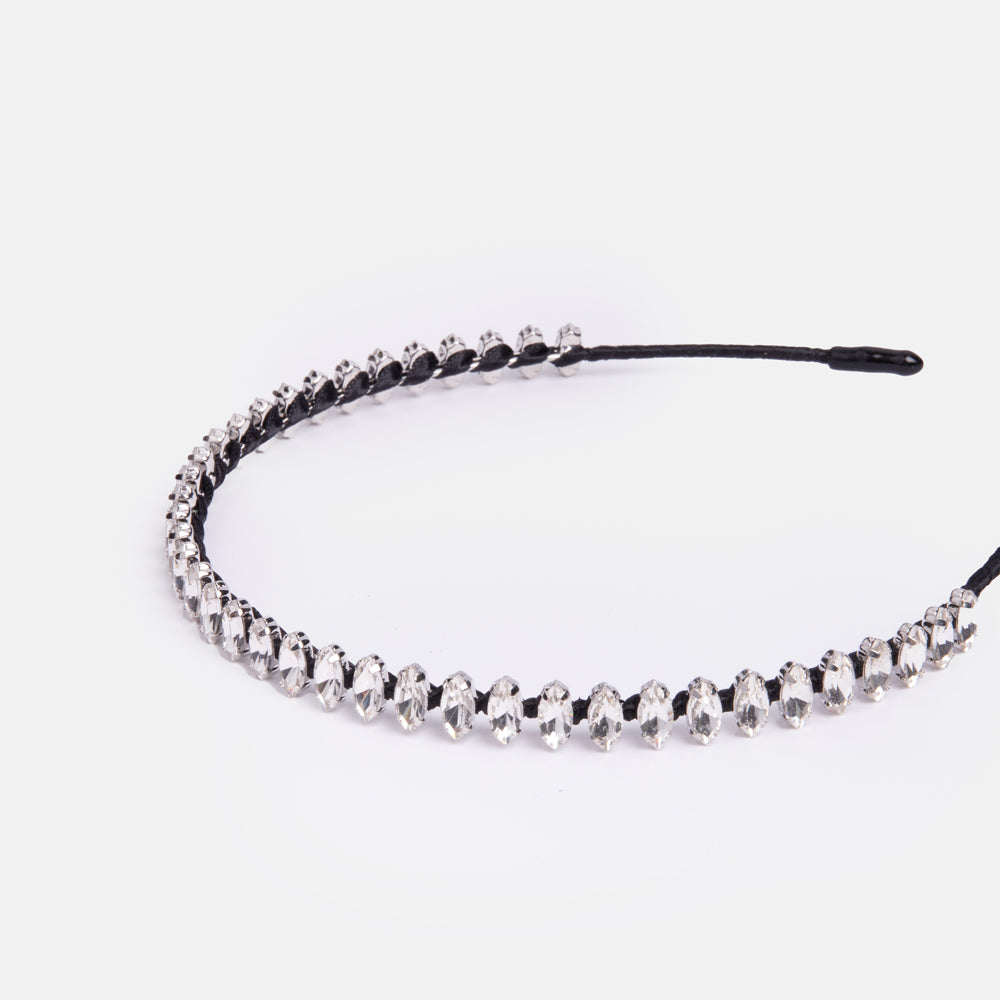 black headband set with 39 oval crystals