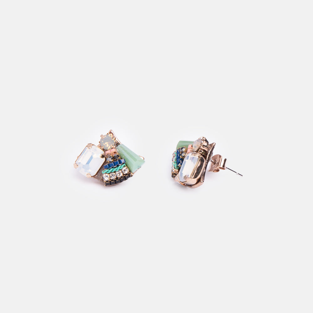 White Opal Handmade Bee Stud Earrings