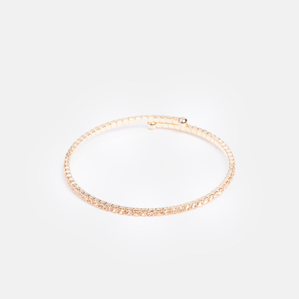 peach & gold slim bangle set with crystals
