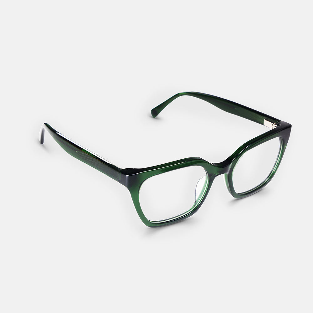 dark green cat eye reading glasses made by Eyebobs