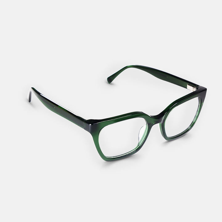 dark green cat eye reading glasses made by Eyebobs