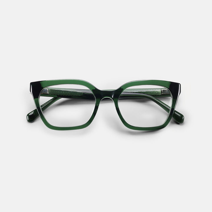 dark green cat eye reading glasses made by Eyebobs