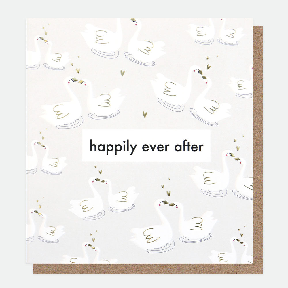 Happily Ever After Swans Wedding Card