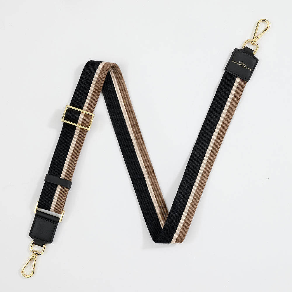 black, brown & cream stripe 'tracolla' handbag strap