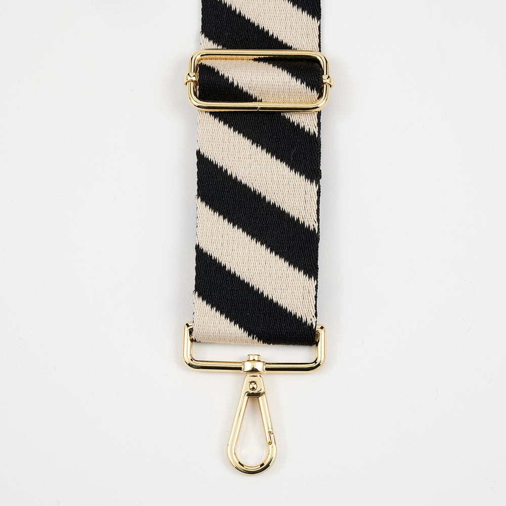 Black/Cream Wide Stripe Webbing Handbag Strap