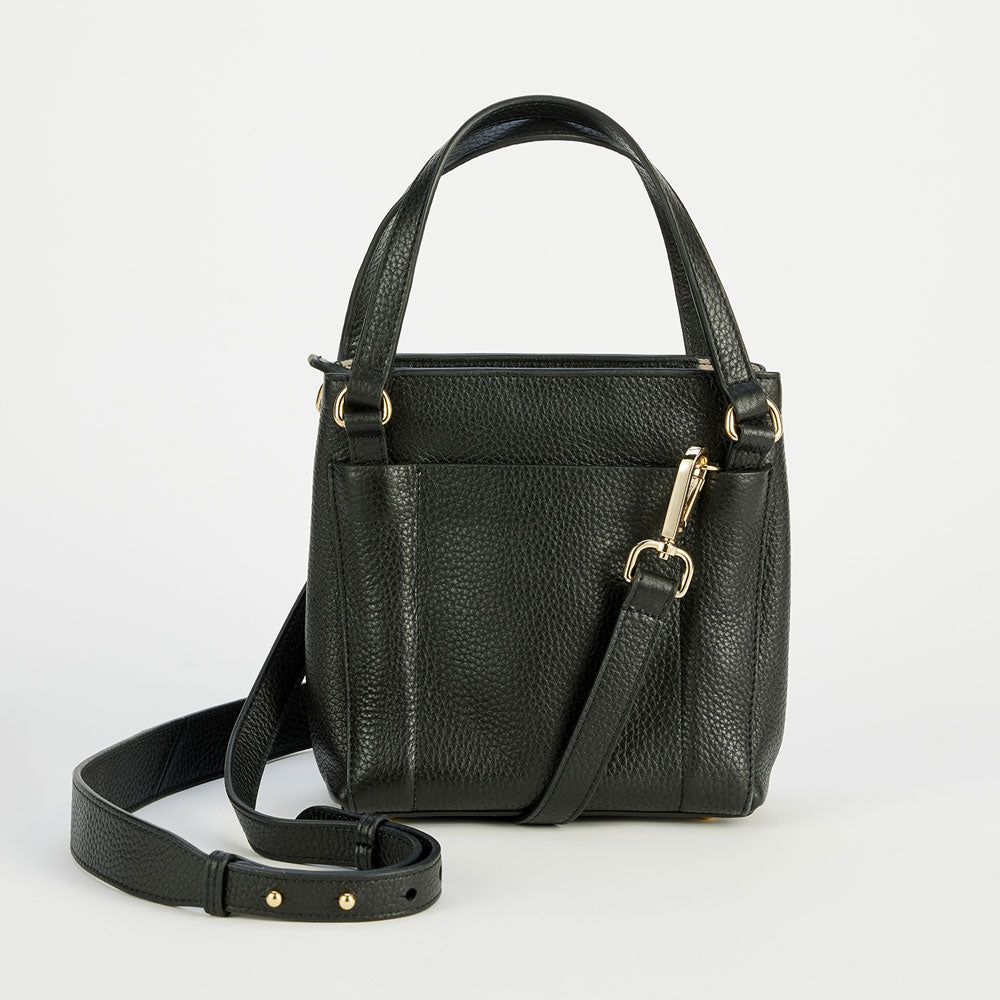 black leather mini crossbody bag
