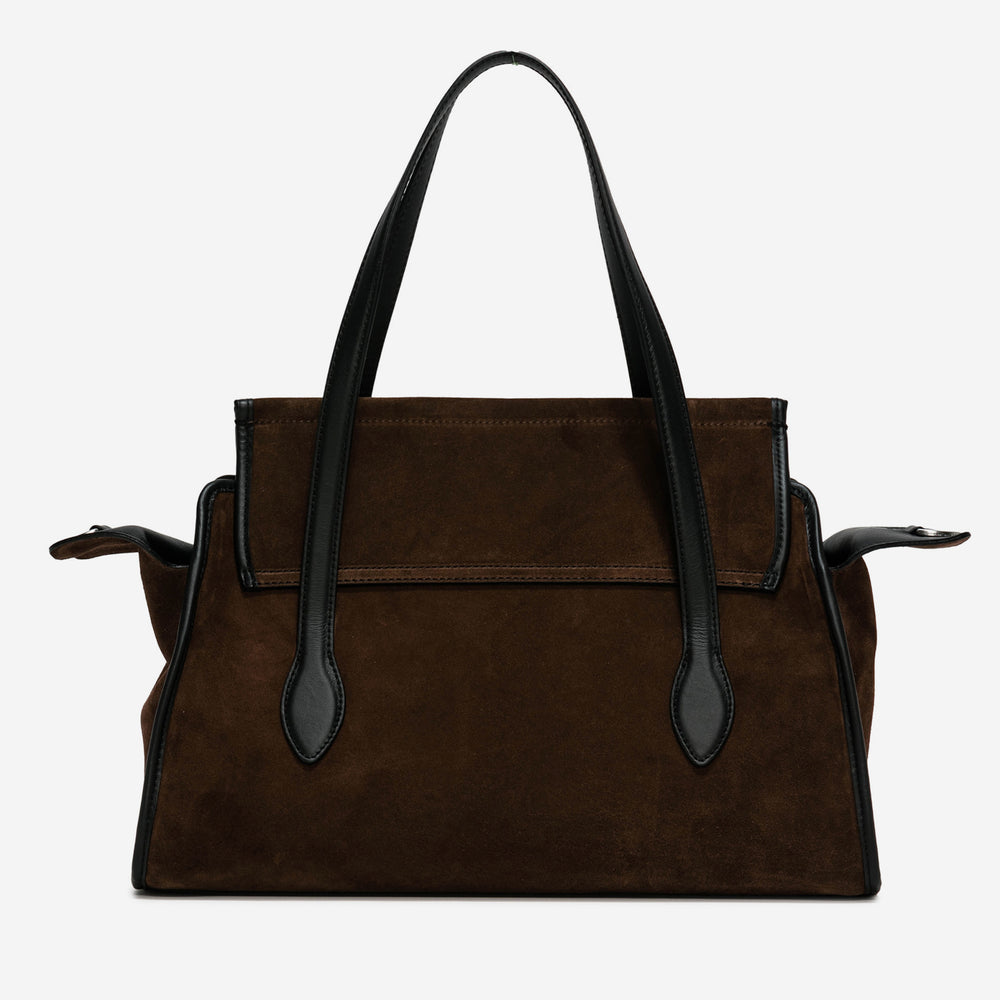 Chocolate Suede Leather Joan Handbag