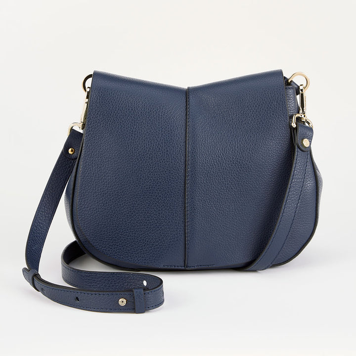 Navy Leather Helena Saddle Bag, made in Italy by Gianni Chiarini