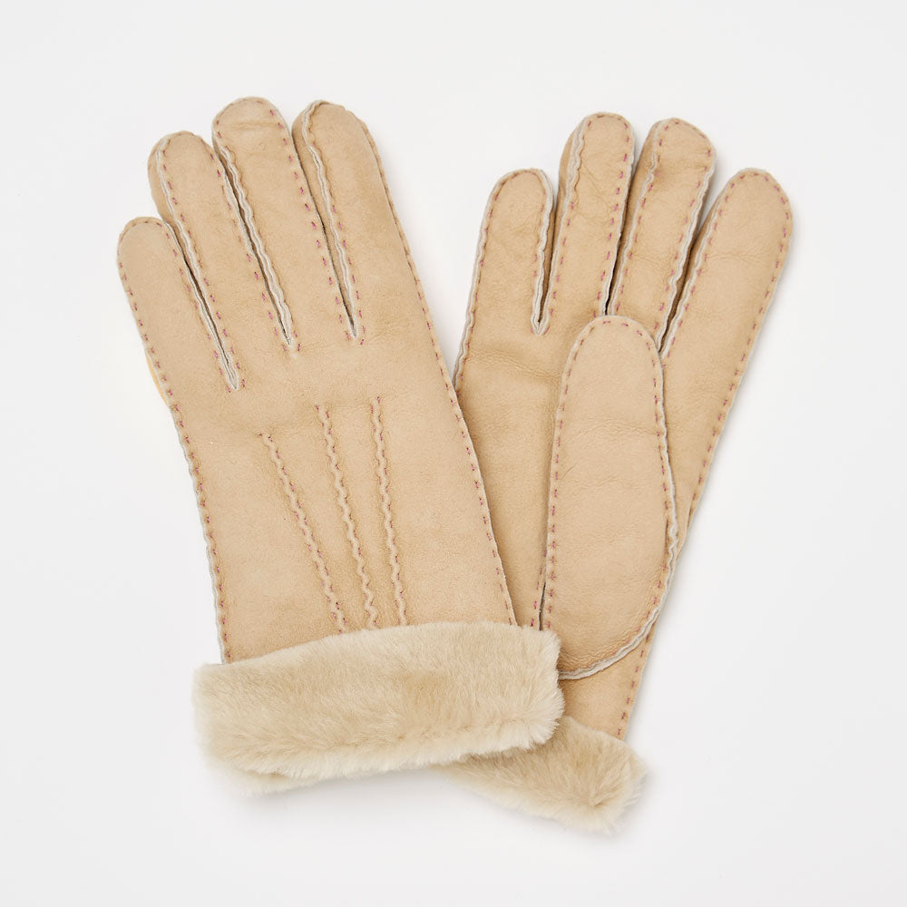 natural colour shearling gloves