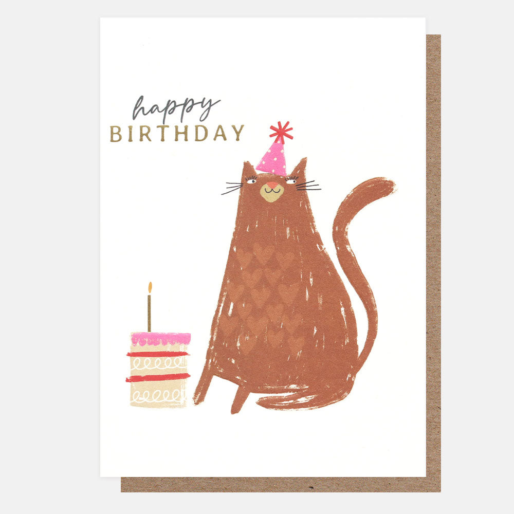 Cat With Cake Birthday Card