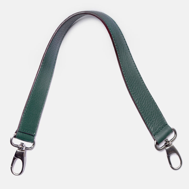 Wide Green Leather Short Handbag Strap