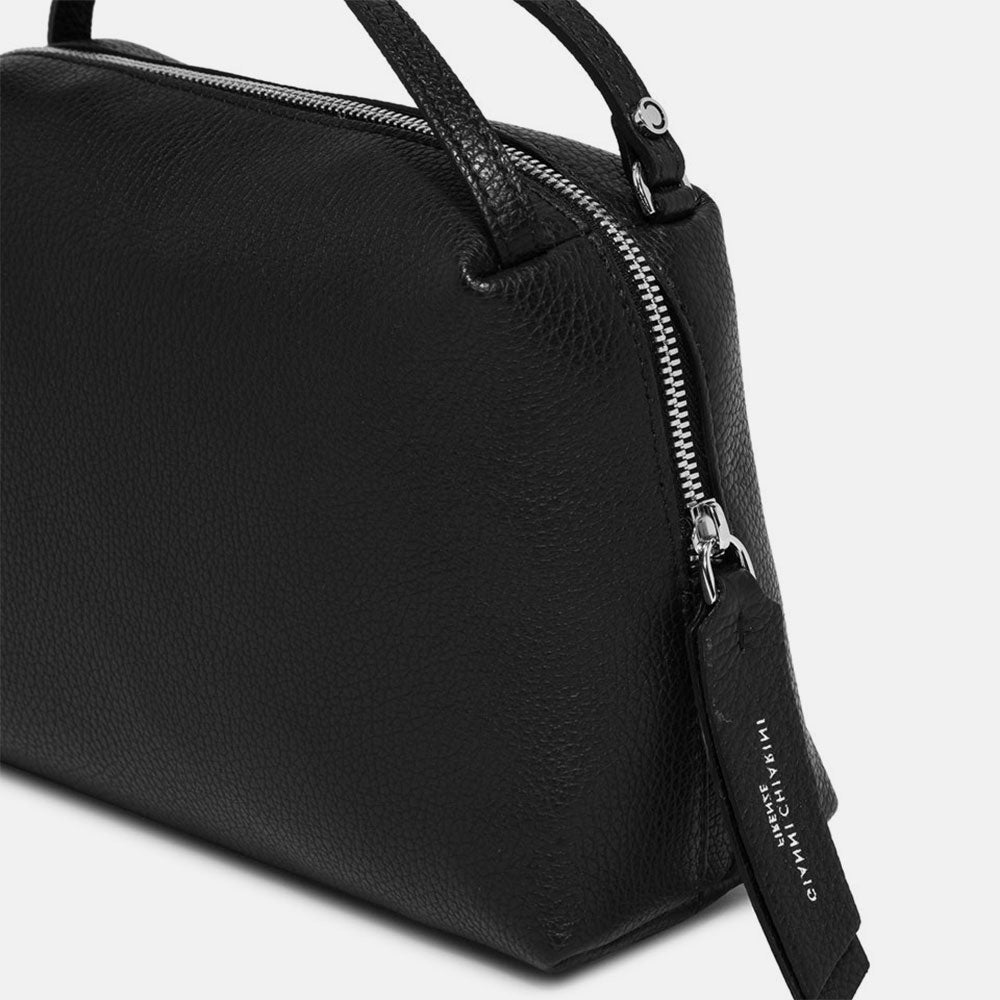 Black Leather Large Alifa Crossbody Bag