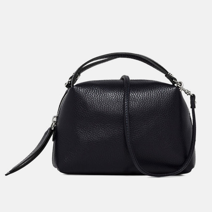 Black Leather Small Alifa Crossbody Bag, Black, Crossbody