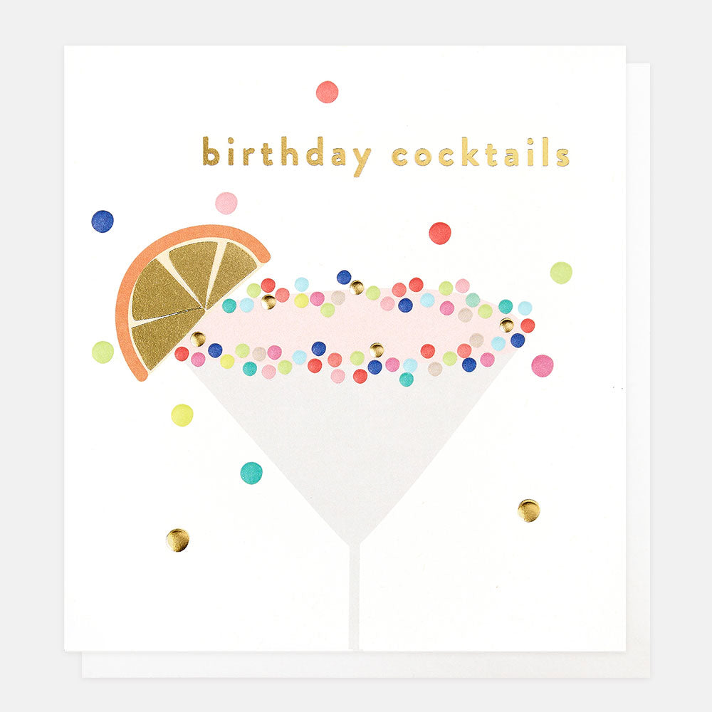 colourful spots cocktail glass birthday card