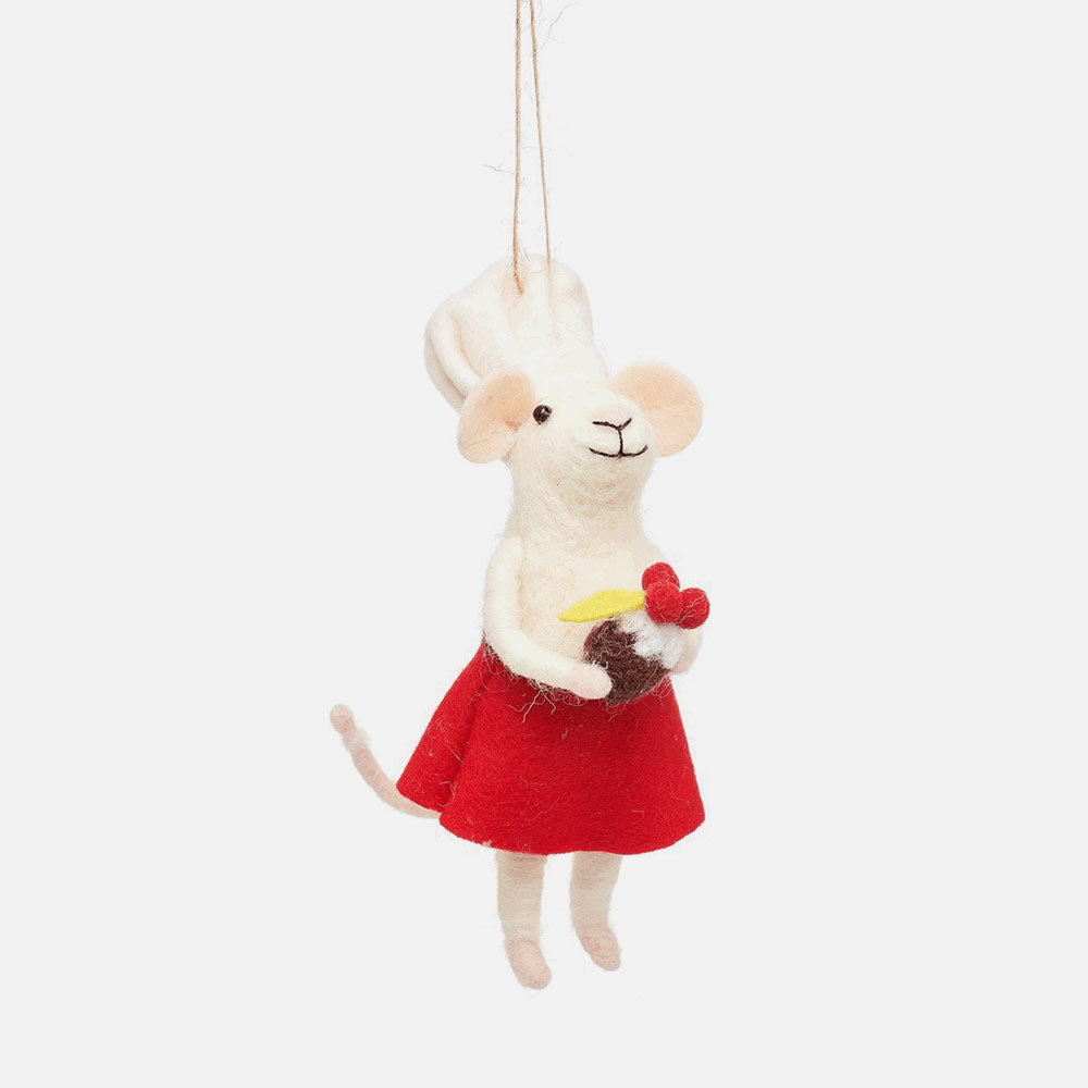 felt baker mouse hanging christmas tree decoration 