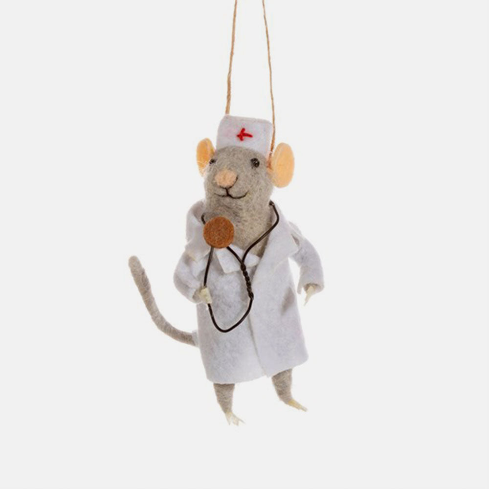 Doctor Mouse Felt Christmas Decoration