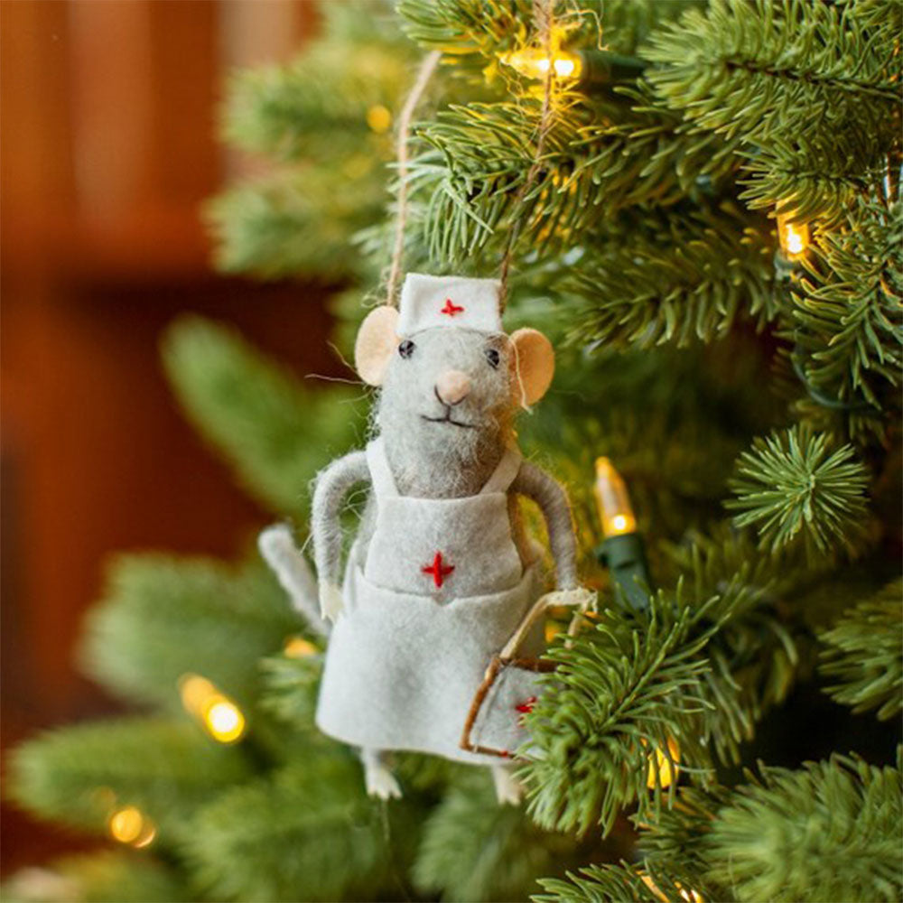 Nurse Mouse Felt Christmas Decoration
