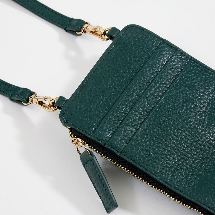 Forest Green Leather Phone Bag