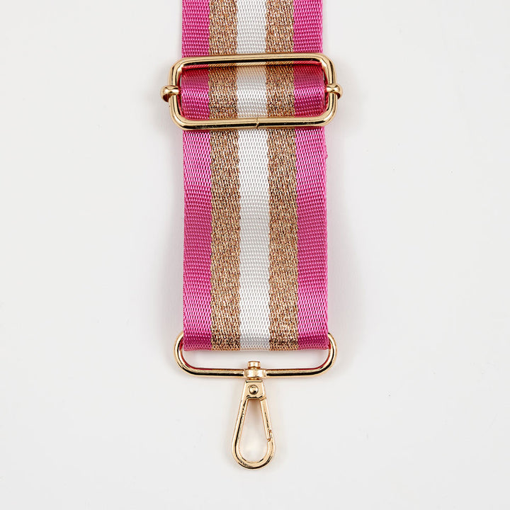 Handtaschenriemen aus Gurtband mit fuchsia/goldenen Streifen