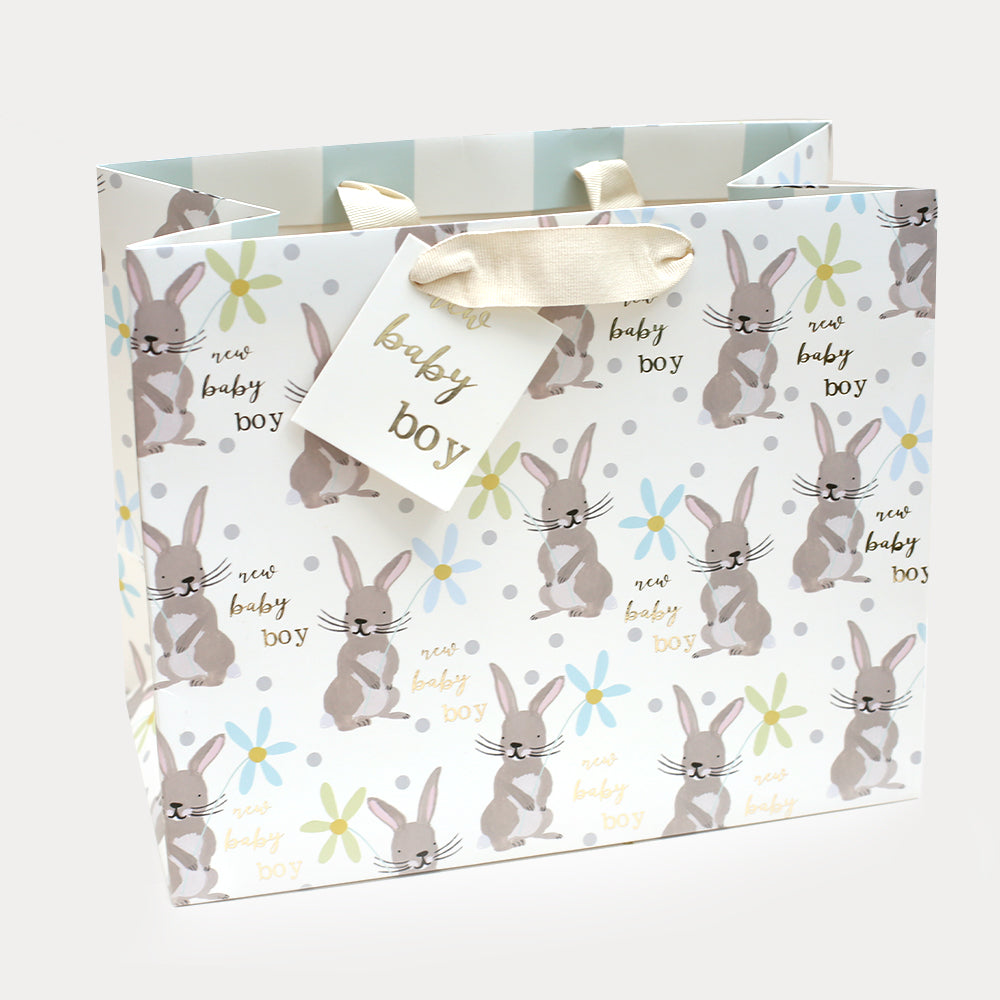 Bunny New Baby Boy Landscape Gift Bag, For Him New Baby Wrap, 1