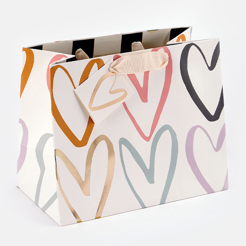 Multi Outline Hearts Landscape Gift Bag