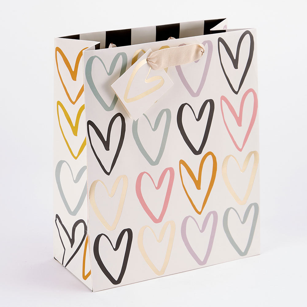 Multi Outline Hearts Large Gift Bag