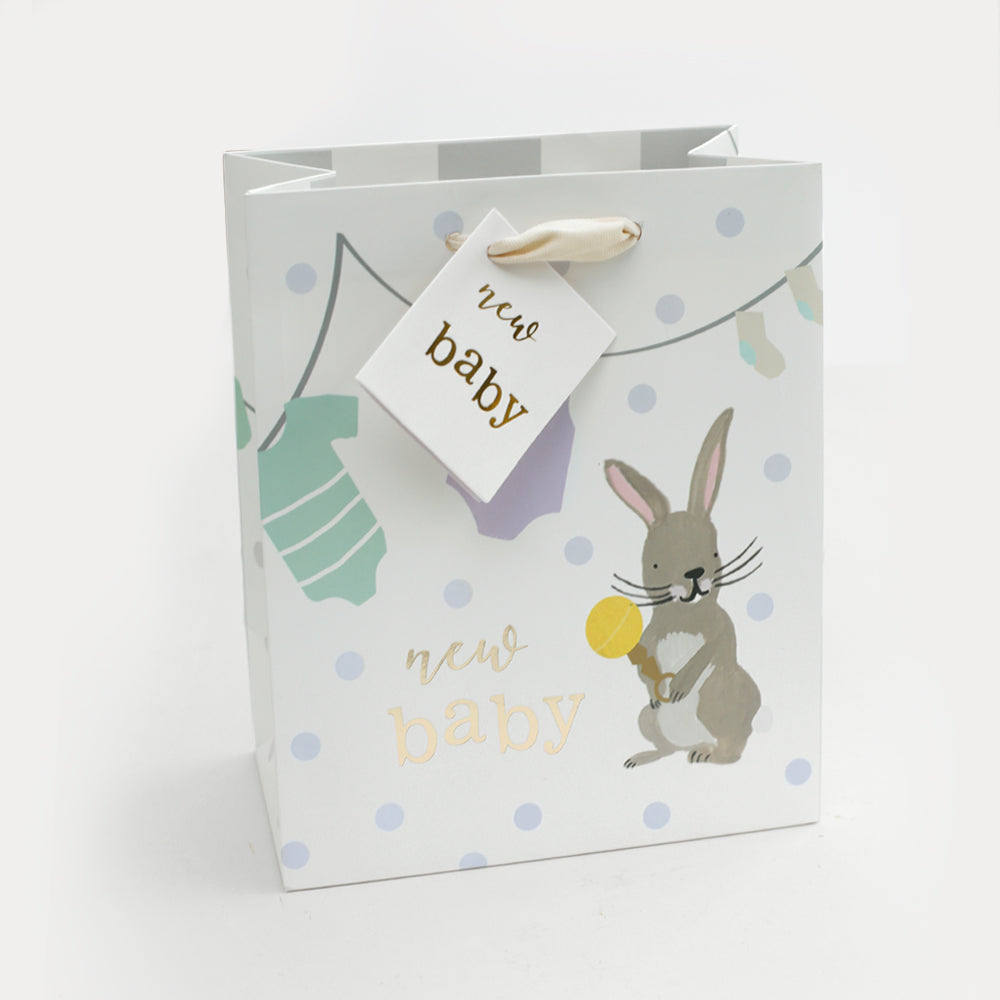 Rabbit New Baby Medium Gift Bag, For Her For Him New baby Wrap, 1