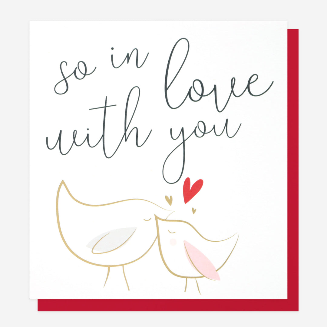 love birds kissing so in love with you card