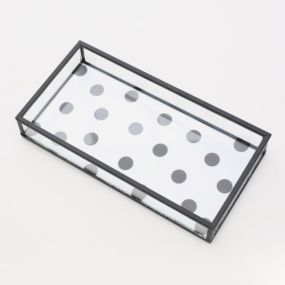 Glass/Black Scattered Spot Trinket Tray, Black Home Accessories Polka Dot Trinket Trays, 1