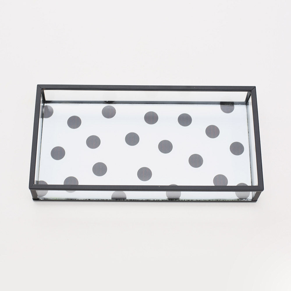 Glass/Black Scattered Spot Trinket Tray, Black Home Accessories Polka Dot Trinket Trays, 2